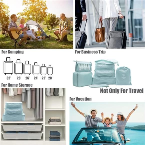 8 Set Packing Cubes Clothes Storage Bag Luggage Packing Organizers for Travel - Picture 7 of 7